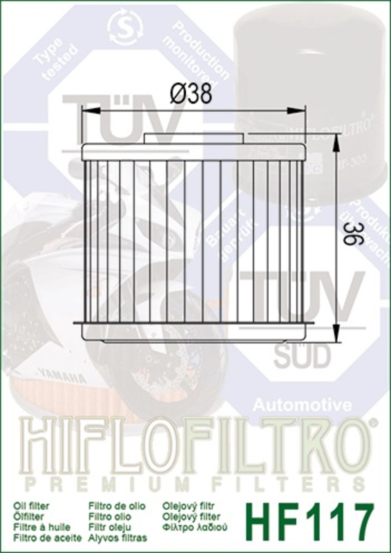 Filtro de aceite HIFLOFILTRO - HF117