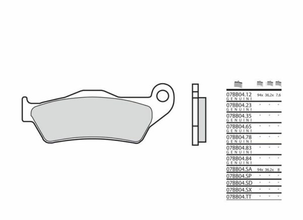 Pastillas de freno sinterizadas Brembo 07BB04SA