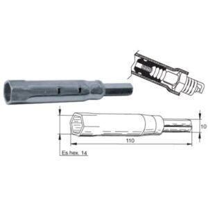 Llave de bujía con extractor de pipa de silicona hexágono 14 BUZZETTI