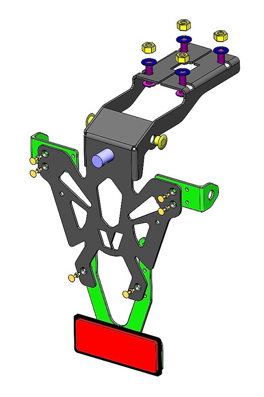 Portamatrículas Kawasaki ZX-6R negro V PARTS