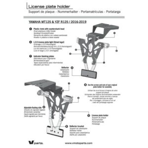 Portamatrículas Yamaha MT-125 negro V PARTS