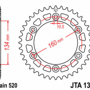 Corona JT SPROCKETS aluminio ultrarresistenteligera 1308 - Paso 520