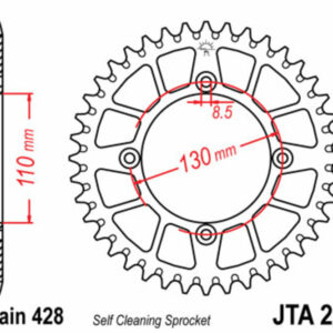 Corona JT SPROCKETS aluminio ultrarresistenteligera autolimpiable 217 - Paso 428