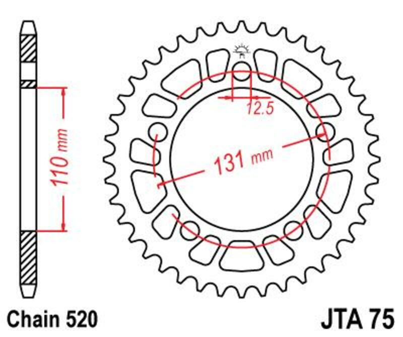 Corona JT SPROCKETS aluminio ultrarresistenteligera 75 - Paso 520