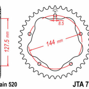 Corona JT SPROCKETS aluminio ultrarresistenteligera 751 - Paso 520 - Requiere portacoronas JT SPROCKETS
