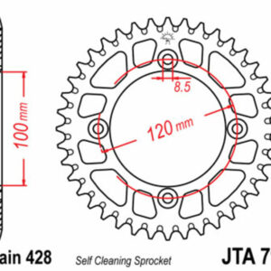 Corona JT SPROCKETS aluminio ultrarresistenteligera autolimpiable 798 - Paso 428