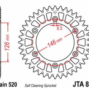 Corona JT SPROCKETS aluminio ultrarresistenteligera autolimpiable 808 - Paso 520