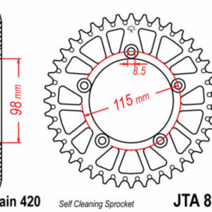 Corona JT SPROCKETS aluminio ultrarresistenteligera autolimpiable 894 - Paso 420