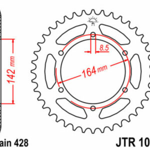 Corona JT SPROCKETS acero estándar 1067 - Paso 428