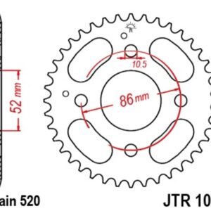 Corona JT SPROCKETS acero estándar 1071 - Paso 520