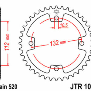 Corona JT SPROCKETS acero estándar 1072 - Paso 520