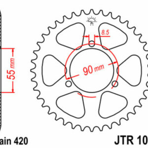 Corona JT SPROCKETS acero estándar 1077 - Paso 420