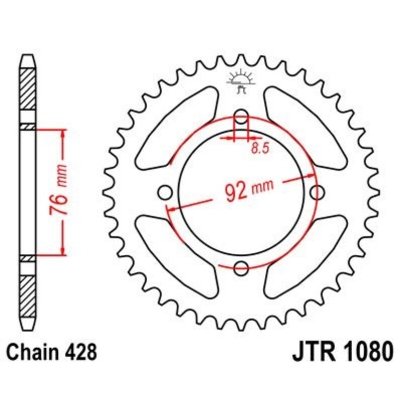 Corona JT 1080 de acero con 39 dientes