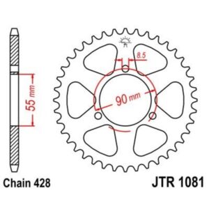 Corona JT 1081 de acero con 46 dientes