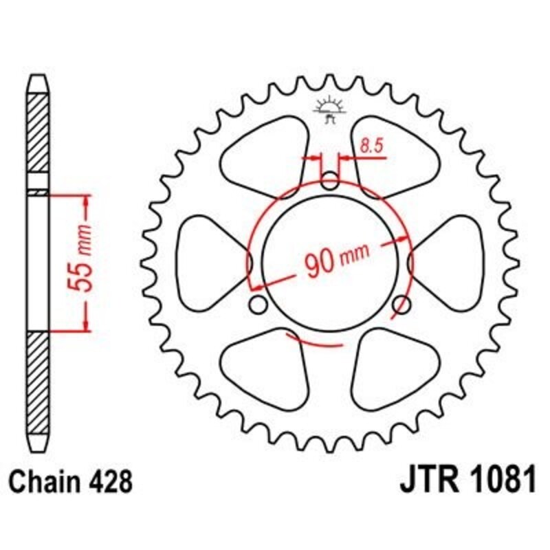Corona JT 1081 de acero con 46 dientes