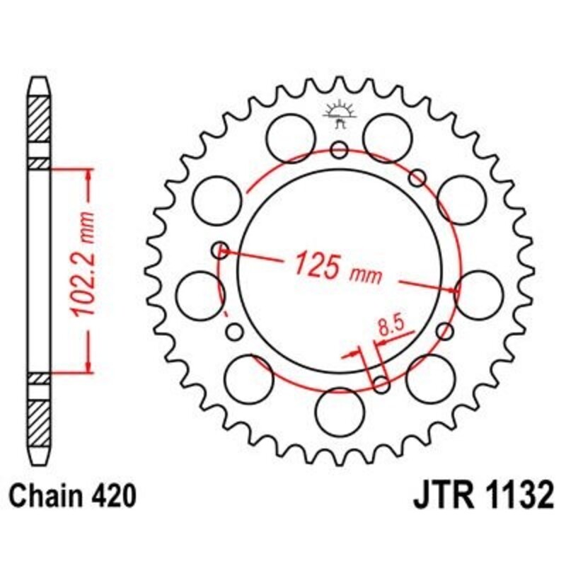 Corona JT 1132 de acero con 48 dientes