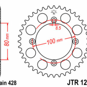 Corona JT SPROCKETS acero estándar 1204 - Paso 428