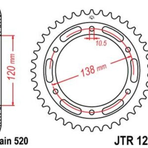 Corona JT SPROCKETS acero estándar 1220 - Paso 520