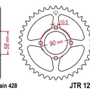 Corona JT SPROCKETS acero estándar 1221 - Paso 428