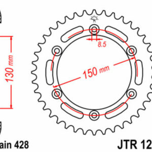 Corona JT SPROCKETS acero estándar 1249 - Paso 428
