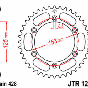 Corona JT SPROCKETS acero estándar 1258 - Paso 428