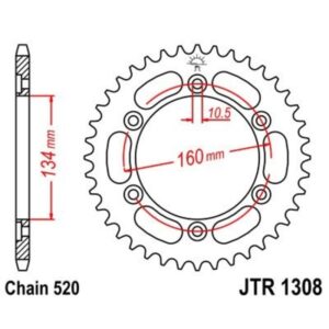 Corona JT 1308 de acero con 45 dientes