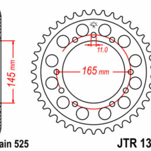 Corona JT SPROCKETS acero estándar 1311 - Paso 525