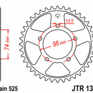 Corona JT 1313 de acero con 42 dientes