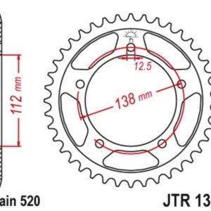 Corona JT 1316 de acero con 38 dientes