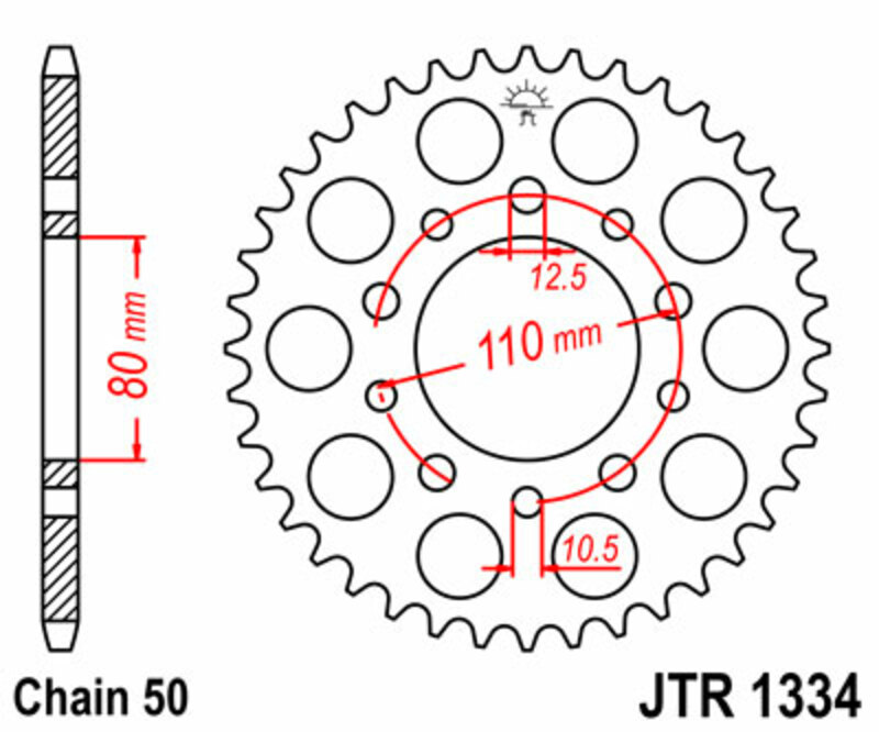 Corona JT 1334 de acero con 40 dientes