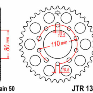 Corona JT SPROCKETS acero estándar 1334 - Paso 530