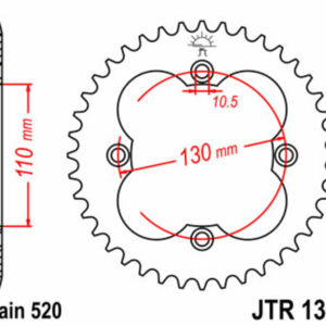 Corona JT SPROCKETS acero estándar 1350 - Paso 520