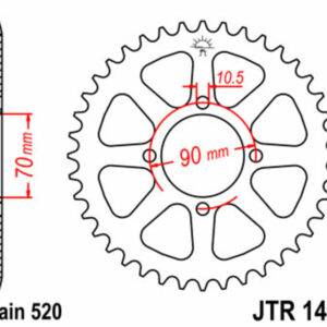 Corona JT SPROCKETS acero estándar 1414 - Paso 520