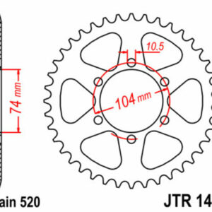Corona JT 1458 de acero con 40 dientes