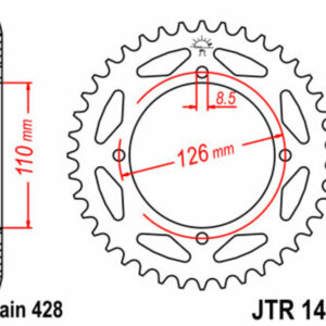 Corona JT SPROCKETS acero estándar 1466 - Paso 428