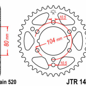 Corona JT SPROCKETS acero estándar 1478 - Paso 520