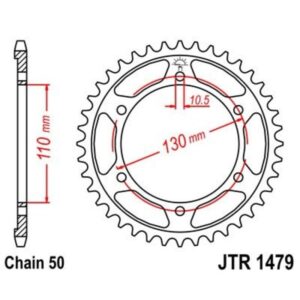Corona JT 1479 de zinc negro con 38 dientes