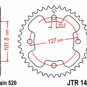 Corona JT SPROCKETS acero estándar 1480 - Paso 520