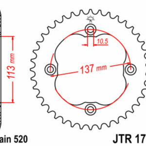 Corona JT SPROCKETS acero estándar 1760 - Paso 520