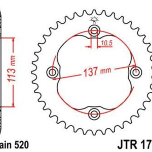 Corona JT SPROCKETS acero estándar 1760 - Paso 520