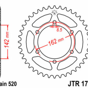 Corona JT SPROCKETS acero estándar 1785 - Paso 520