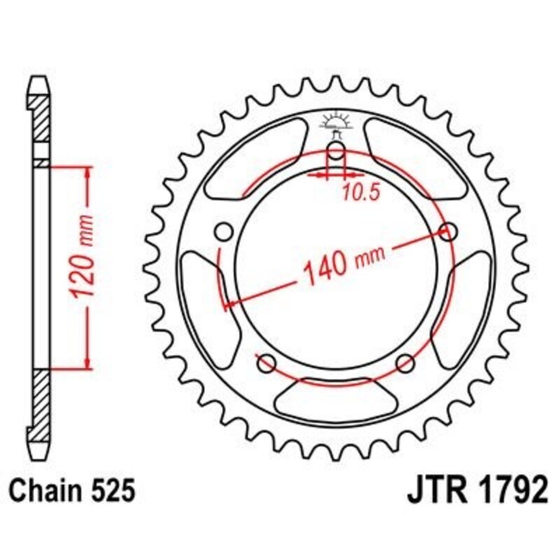 Corona JT 1792 de zinc negro con 45 dientes