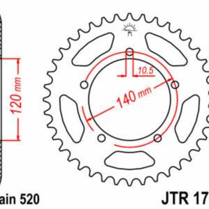 Corona JT SPROCKETS acero estándar 1793 - Paso 520