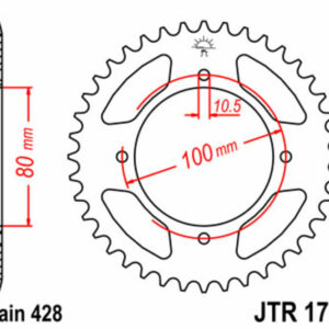 Corona JT SPROCKETS acero estándar 1794 - Paso 428