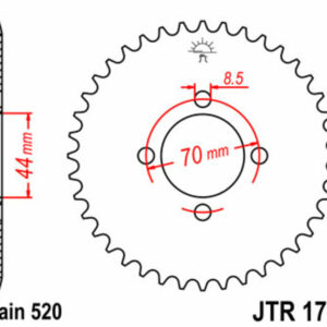 Corona JT SPROCKETS acero estándar 1795 - Paso 520