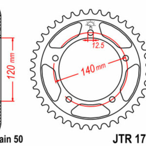Corona JT SPROCKETS acero estándar 1797 - Paso 530