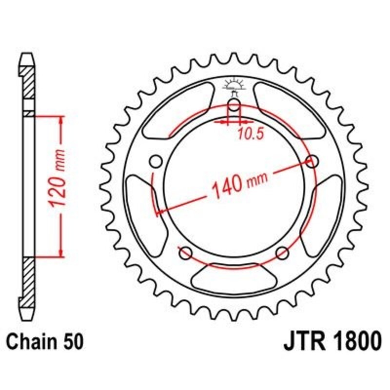 Corona JT 1800 de zinc negro con 43 dientes