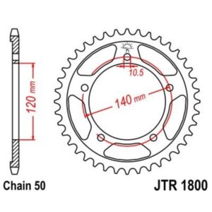 Corona JT 1800 de zinc negro con 44 dientes
