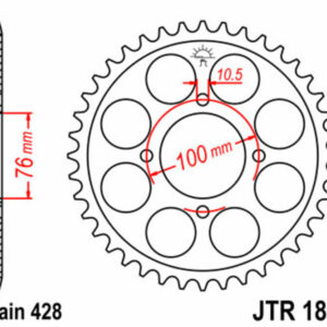 Corona JT SPROCKETS acero estándar 1806 - Paso 428