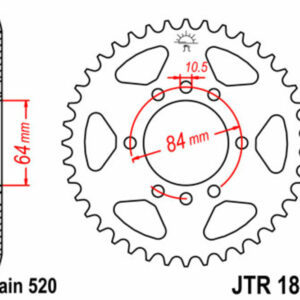 Corona JT SPROCKETS acero estándar 1826 - Paso 520